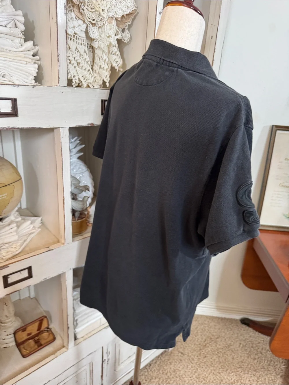 Ralph Lauren Black Polo Shirt with Subtle Tonal Logo